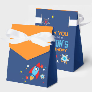 Outer Space Rocket Navy & Orange Gift Favour Boxes