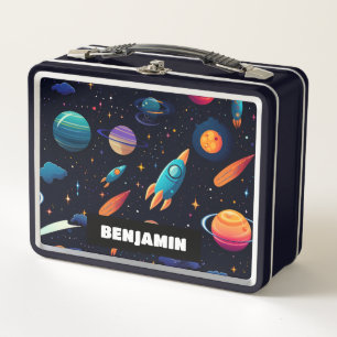 Outer Space Rocket Personalised Kids Lunch Box