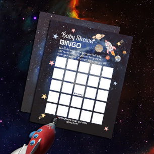 Outer Space Rocket Planets Boy Baby Shower Bingo