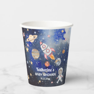 Outer Space Rocket Planets Boy Baby Shower Paper Cups