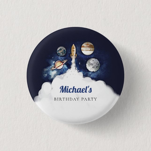 Outer Space Rocket Planets Galaxy 3 Cm Round Badge (Front)