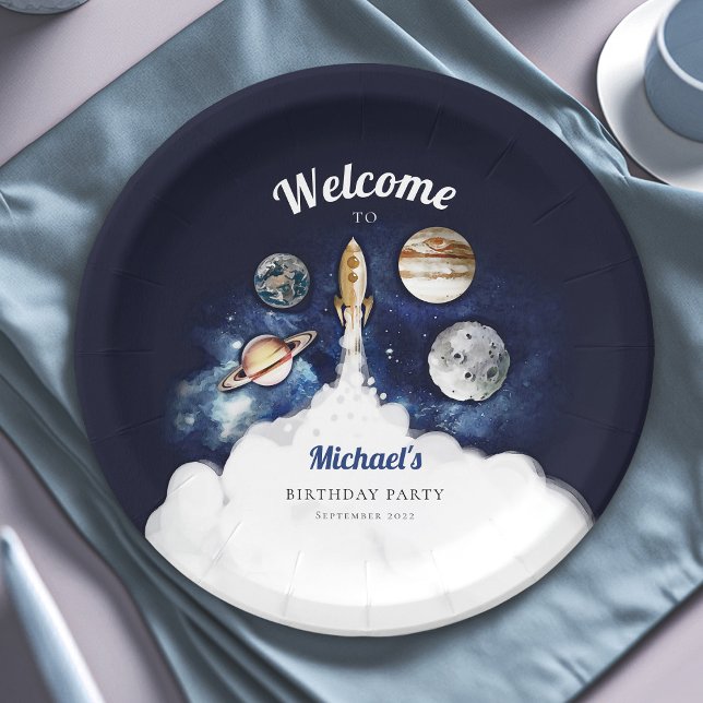 Outer Space Rocket Planets Galaxy Paper Plate (Creator Uploaded)