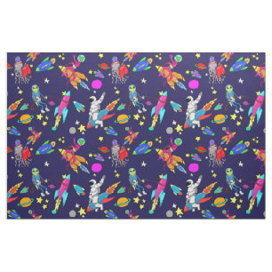 outer space rocket rodeo alien astronaut fabric