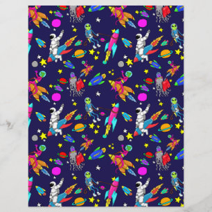outer space rocket roundup scrapbook paper