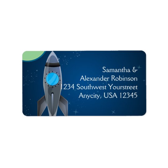 Outer Space Rocket Ship Address Label