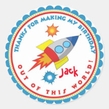 Outer Space Rocket Ship Birthday Favour Stickers