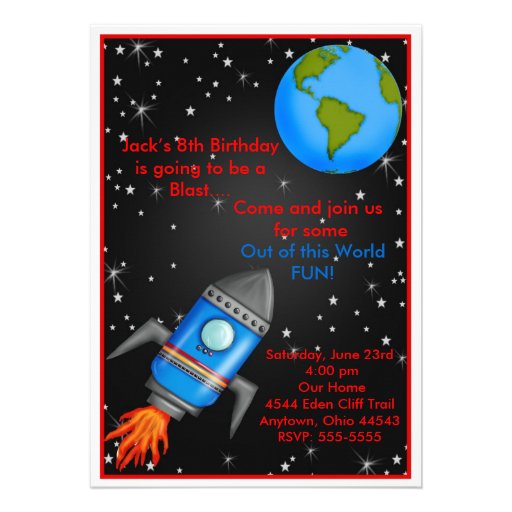 Rocket Ship Birthday Invitations 1