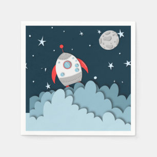 Outer Space Rocket Ship Birthday Party Napkin