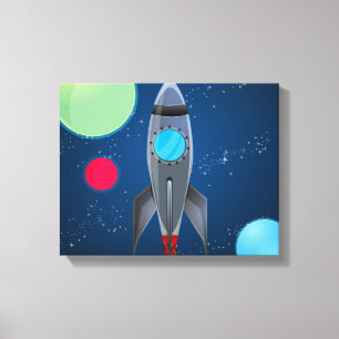 Outer Space Rocket Ship Canvas Print