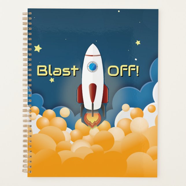 Outer Space Rocket Ship Custom Academic Planner (Front)
