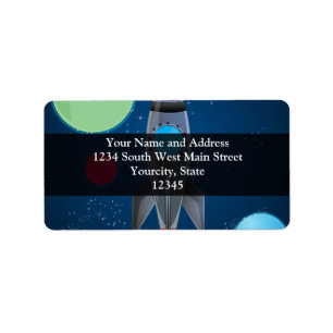 Outer Space Rocket Ship Label