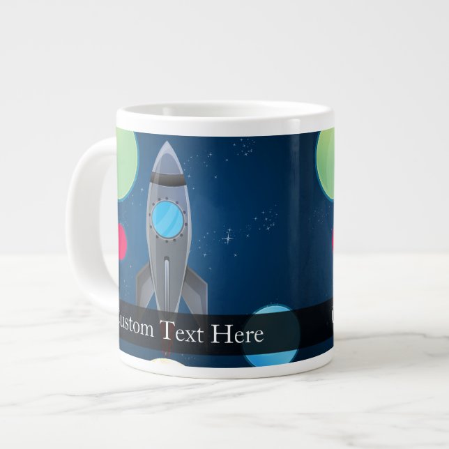 Outer Space Rocket Ship Large Coffee Mug (Front Left)