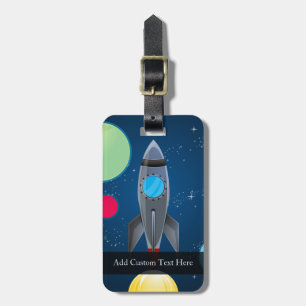 Outer Space Rocket Ship Luggage Tag