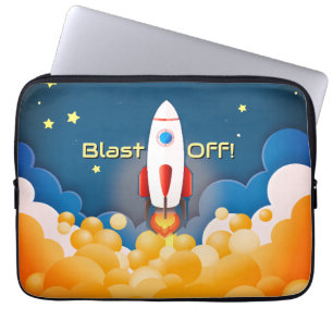 Outer Space Rocket Ship Personalised Name Laptop Sleeve