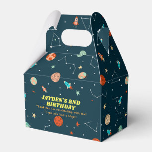 Outer Space Rockets Planets Birthday Thank You Favour Box