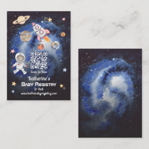 Outer Space Rockets Planets QR Code Baby Registry Enclosure Card