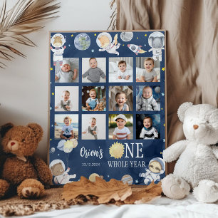 Outer Space Safari Birthday Photo Milestone Poster