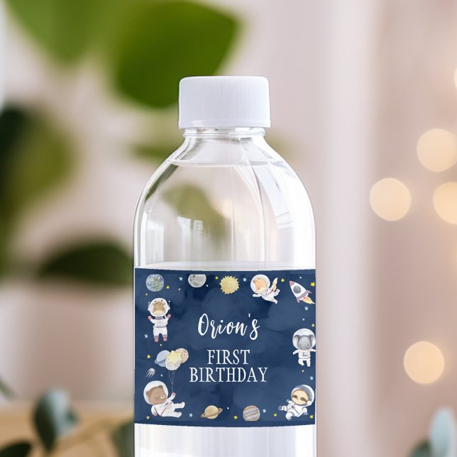 Outer Space Safari Birthday Water Bottle Label (Creator Uploaded)