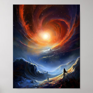 Outer Space Sci Fi Landscape Art Poster