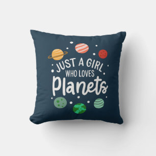 Outer Space Science Girl Who Loves Planets Cushion