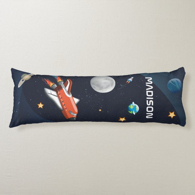Outer Space Shuttle Travel in Galaxy Personalised Body Cushion (Front)