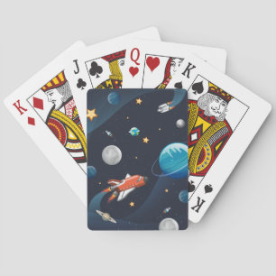 Outer Space Shuttle Travel Moon Stars Playing Cards