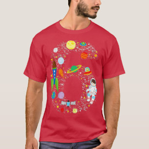 Outer Space Sixth Birthday Astronaut Number six T-Shirt