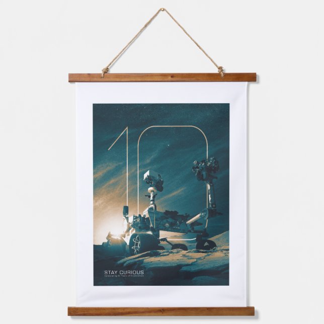 Outer Space, Solar System, 10 Years of Curiosity Hanging Tapestry (Front)