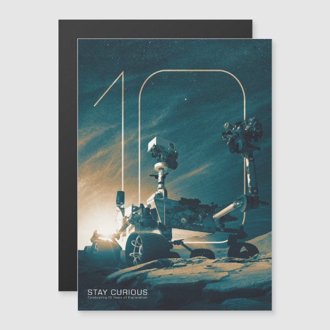 Outer Space, Solar System, 10 Years of Curiosity Magnetic Invitation (Front/Back)