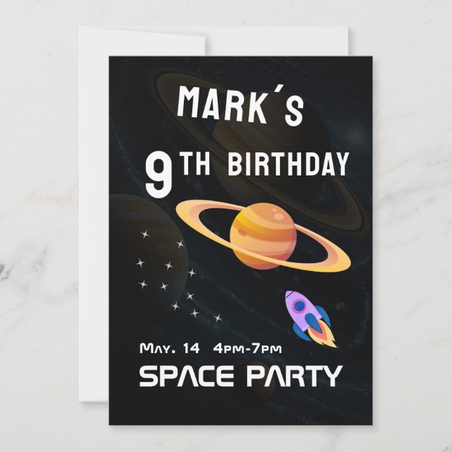 Outer Space Spacey Birthday Party  Invitation (Front)