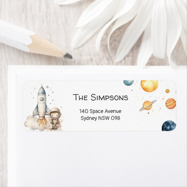 Outer Space Starry Planets Return Address Label (Insitu)
