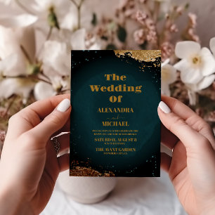 Outer Space Starry Universe Teal Galaxy Wedding Invitation