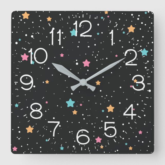 Outer Space Stars Square Wall Clock (Front)