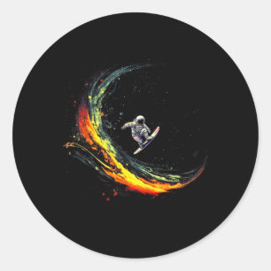Outer Space Suffer Shirts, Astronaut Funny Surfing Classic Round Sticker