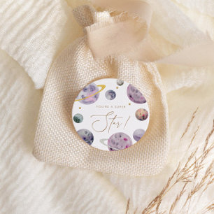 Outer Space Super Star Favour or Envelope Classic Round Sticker