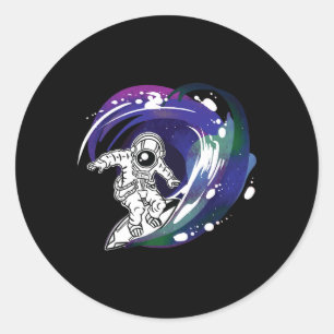 Outer Space Surfer Men's Surfing In Universe Galax Classic Round Sticker