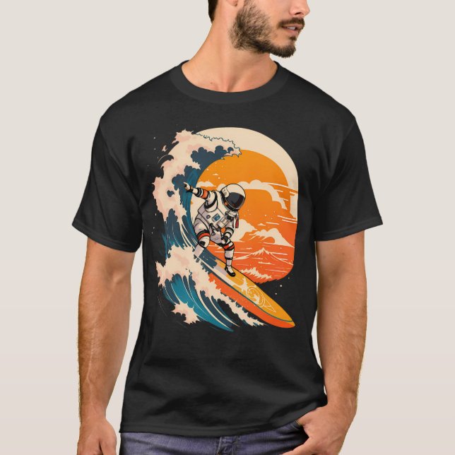 Outer Space Surfing Astronaut Astronaut Surfing Co T-Shirt (Front)