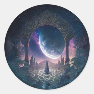 Outer Space Surreal Fantasy Art Classic Round Sticker