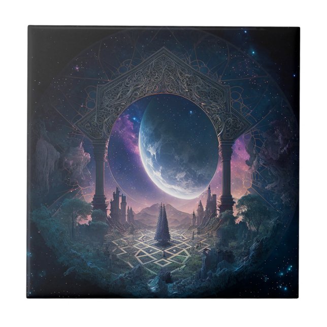 Outer Space Surreal Fantasy Art Tile (Front)