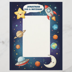 Outer Space Theme Custom Name Mitzvah Note Custom Letterhead