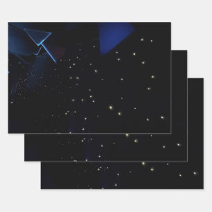 Outer Space Theme with Stars Wrapping Paper Sheet