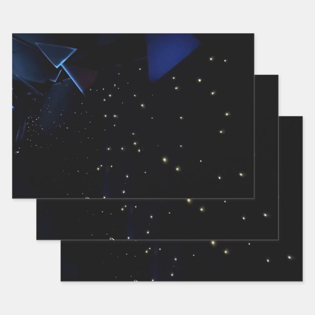 Outer Space Theme with Stars Wrapping Paper Sheet (Set)