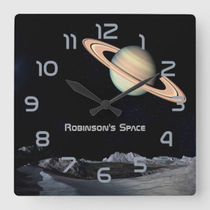 Outer Space themed Home Decor personalised Square Wall Clock