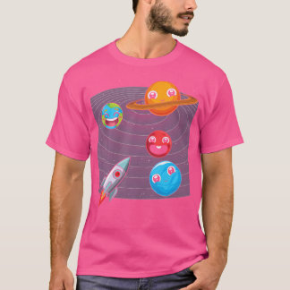 Outer Space Travel Rocket Galaxy Astronomy Cute Pl T-Shirt