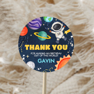 Outer Space Trip Around the Sun Birthday Party Classic Round Sticker