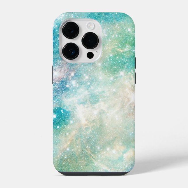 Outer Space Turquoise Teal Galactic Starry Sky iPhone Case (Back)