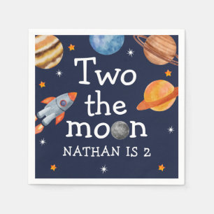 Outer Space Two the Moon 2nd Birthday  Napkin