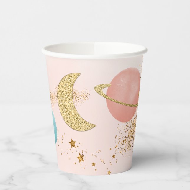 Outer Space Two the Moon Party  Paper Cups (Left)