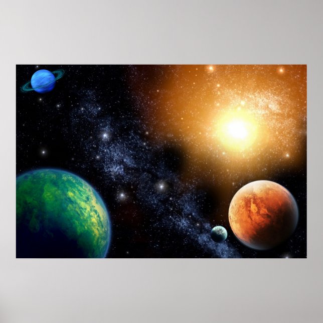 Outer Space Wall Mural Poster Boys Bedroom (Front)