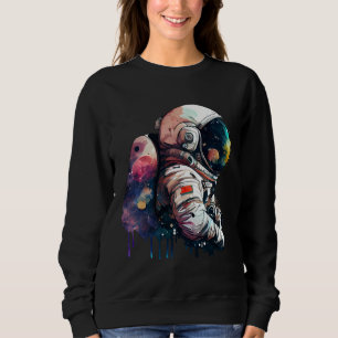Outer Space Watercolor Dripping Spaceman Astronaut Sweatshirt
